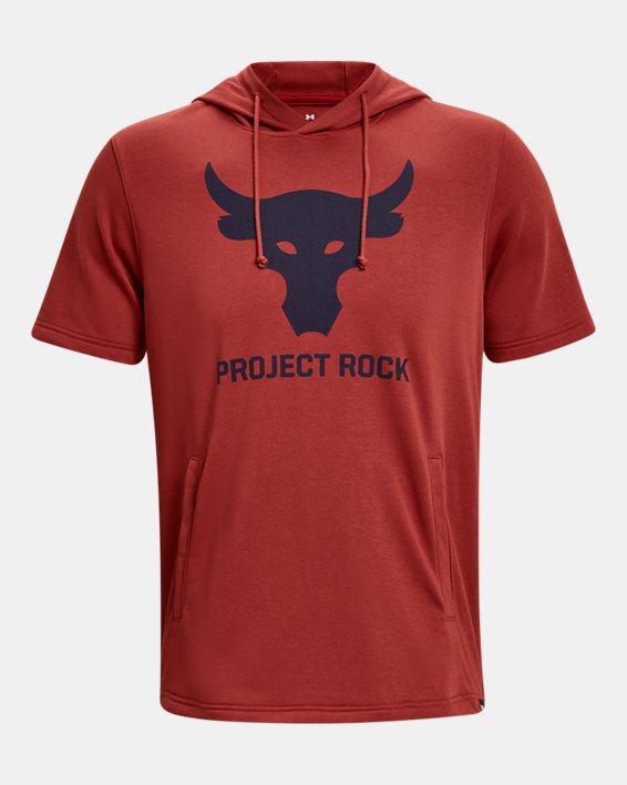 Men's Project Rock Terry Short Sleeve Hoodie, Red, pdpMainDesktop image number 4